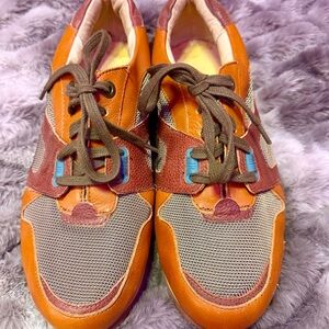 John Fluevog Men’s Colorful Mesh and Leather Sneakers